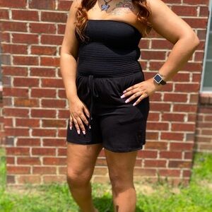 Black Strapless Romper